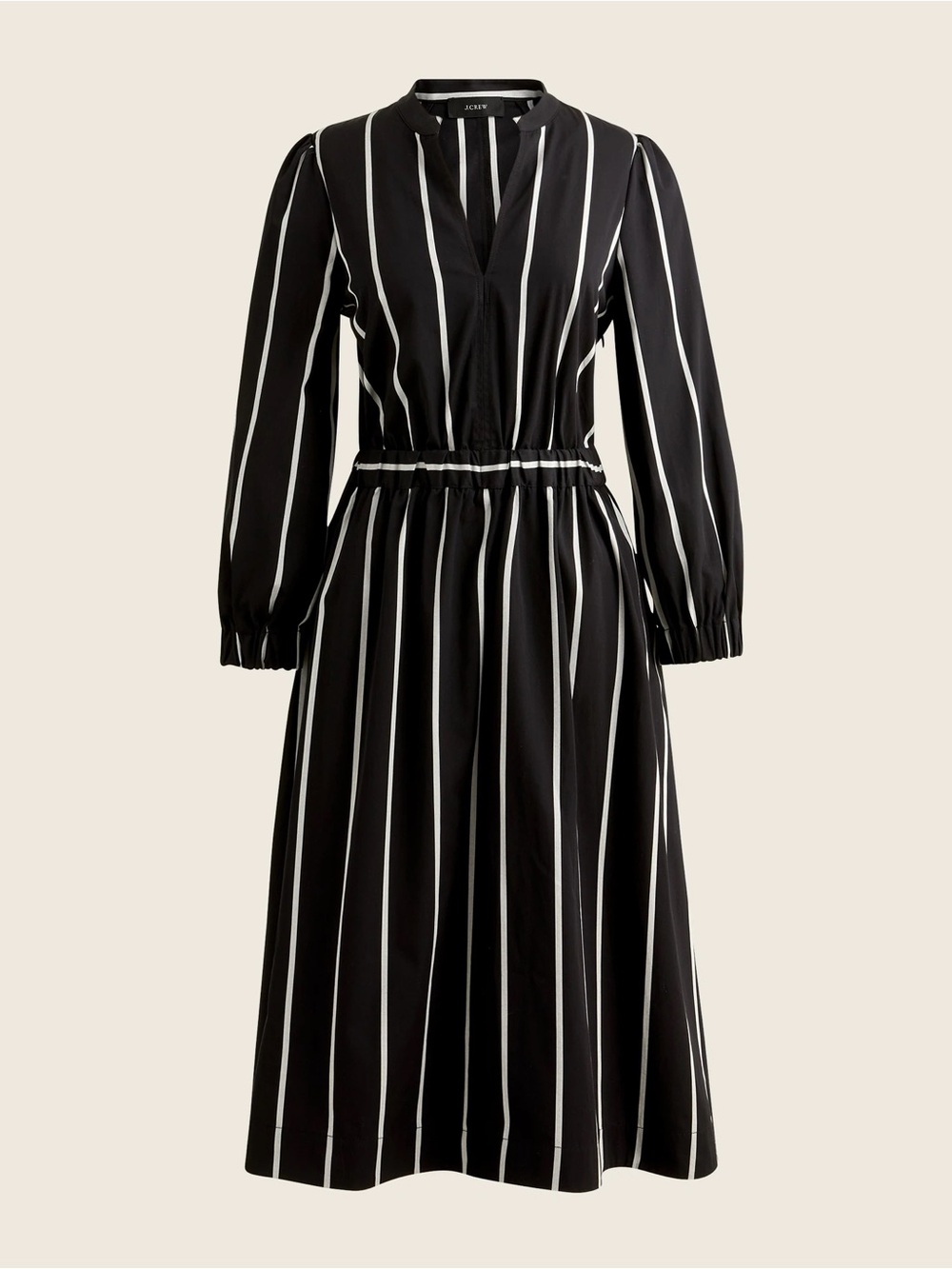J.Crew Cinched-waist cotton poplin midi dress in stripe